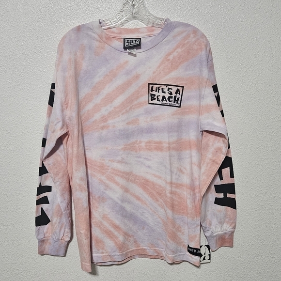 NWT Mens Life's  a beach tie dye long sleeve shirt size small - Picture 1 of 13